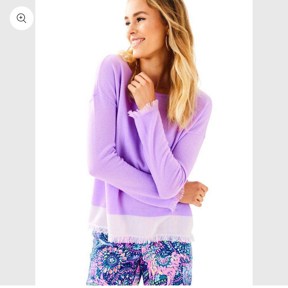 Lilly Pulitzer Fairfax cashmere sweater size L lilac verbena - Picture 7 of 8
